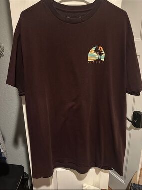 Hurley Brown Short-Sleeve Tee with Sunset Palm Graphic